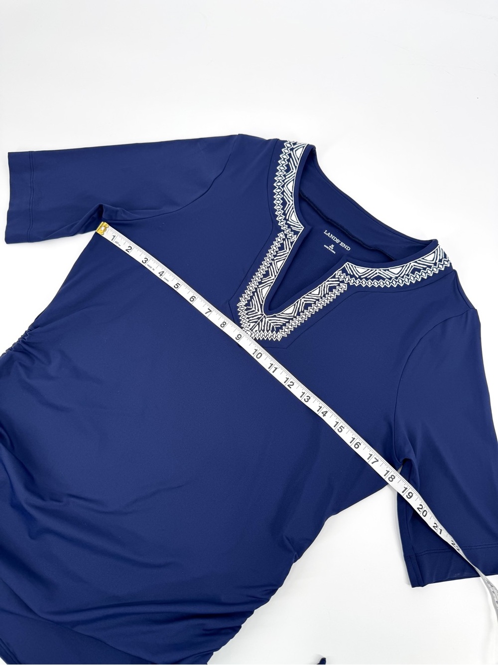 Lands' End Embroidered V-neck Convertible Ruched Rashguard - Picture 4 of 7